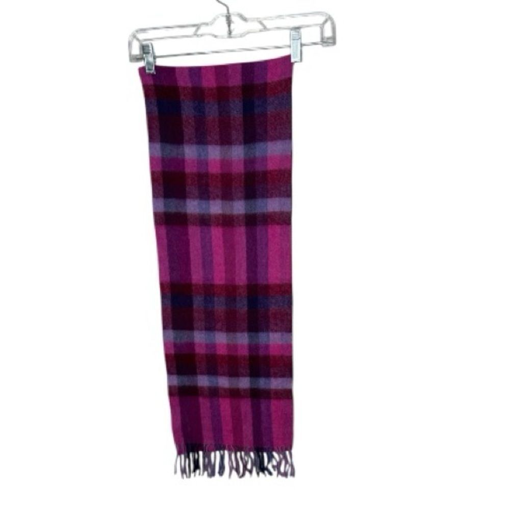 Kiltane Of Scotland 100% Lambs Wool Plaid Pink and Purple Women's Scarf.
